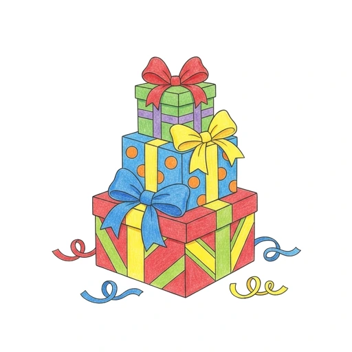 Gift Box Stack, colored example