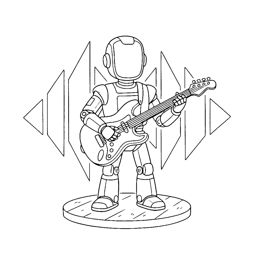 Robot Musician coloring page outline