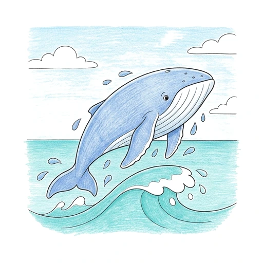 Humpback Whale Breach, colored example