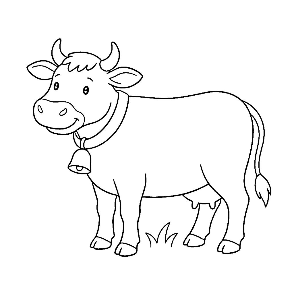 Cow coloring page: Cow Bell Stand, outline to print