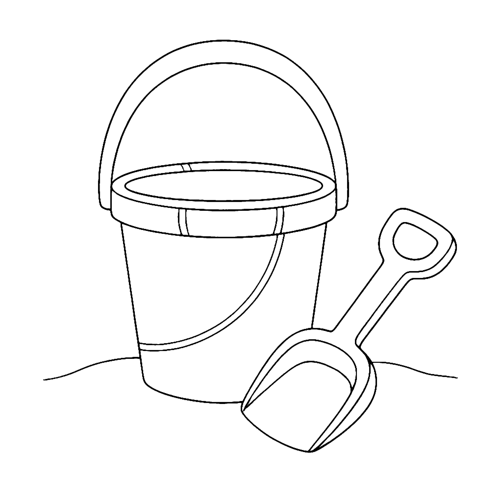 Beach Bucket coloring page: Tall Beach Bucket, outline to print