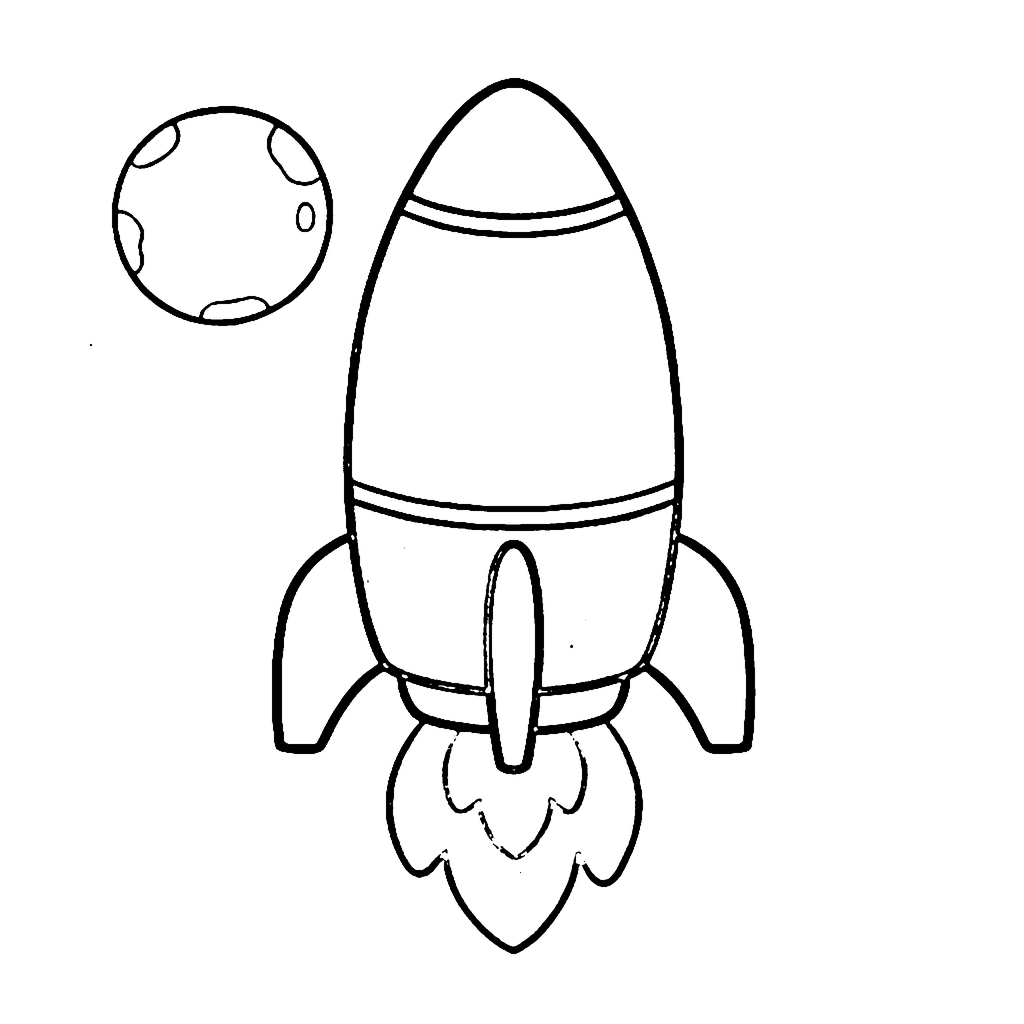 Space Rocket coloring page: Simple Space Rocket, outline to print