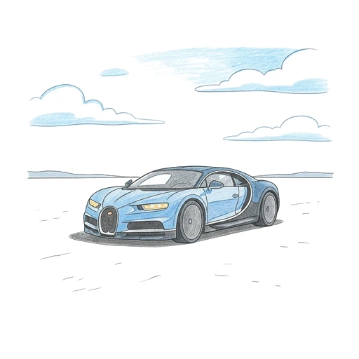 Sports Car coloring page: Bugatti Salt Flat, colored example