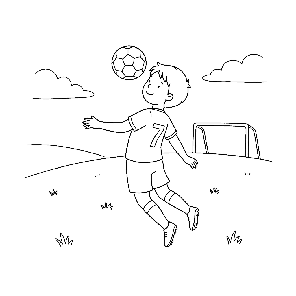 Soccer Header Practice coloring page outline