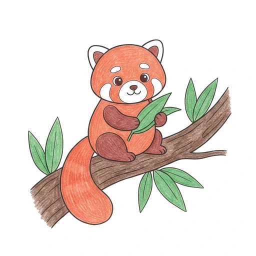 Red Panda Bamboo Snack, colored example