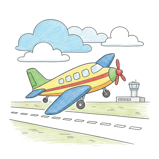 Airport Runway Takeoff, colored example