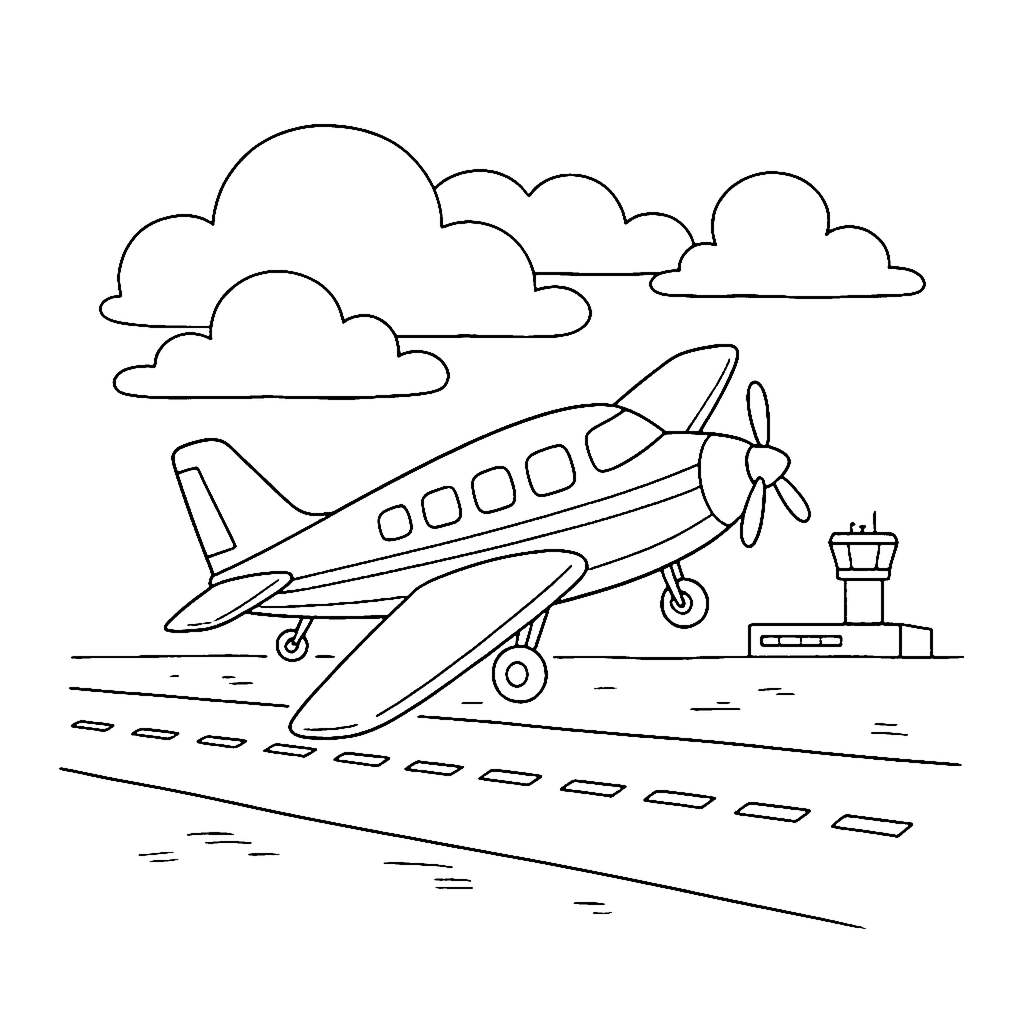 Airport Runway Takeoff coloring page outline