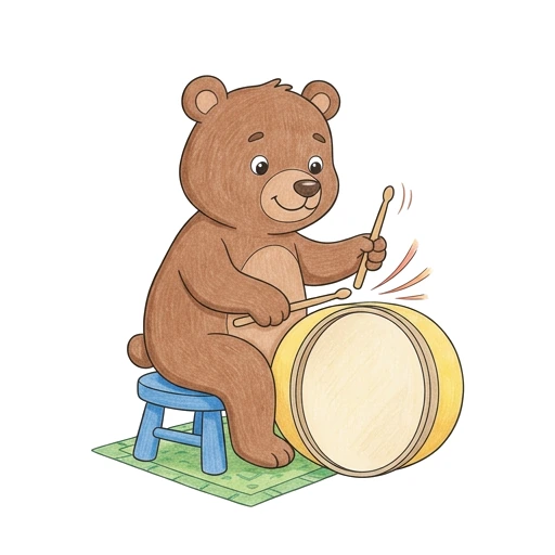 Bear Drum Practice, colored example