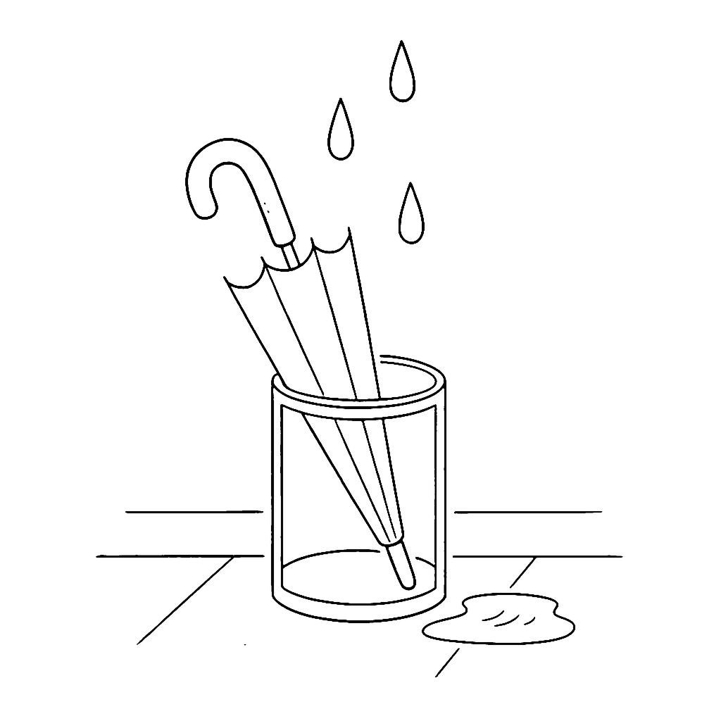 Rainy Umbrella Stand coloring page outline
