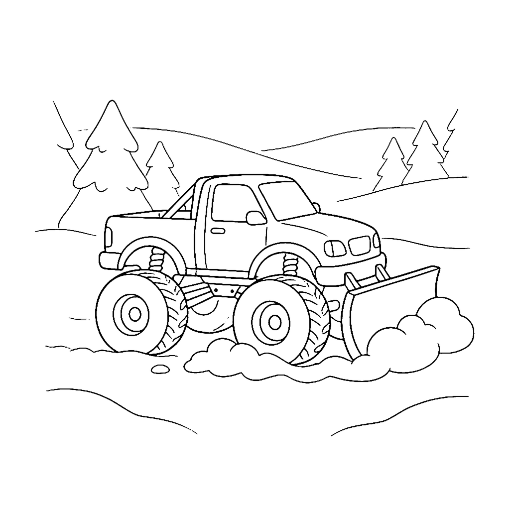 Snowfield Plow Ride coloring page outline