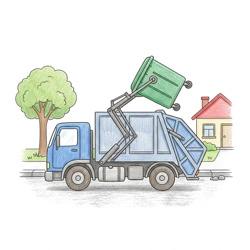 Garbage Truck Lift, colored example