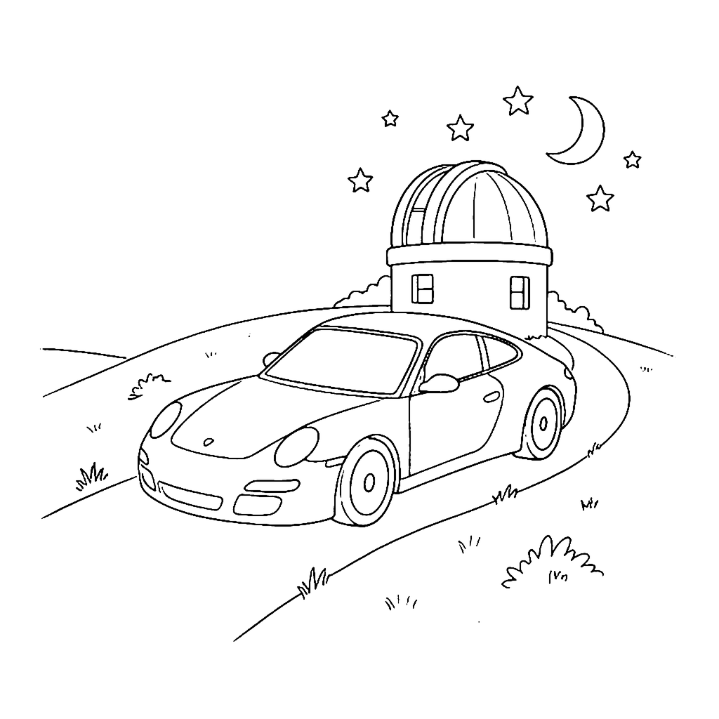 Porsche Observatory Road coloring page outline