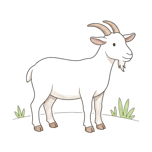 Goat coloring page: Friendly Farm Goat, colored example