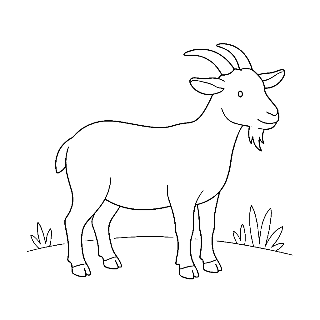 Goat coloring page: Friendly Farm Goat, outline to print