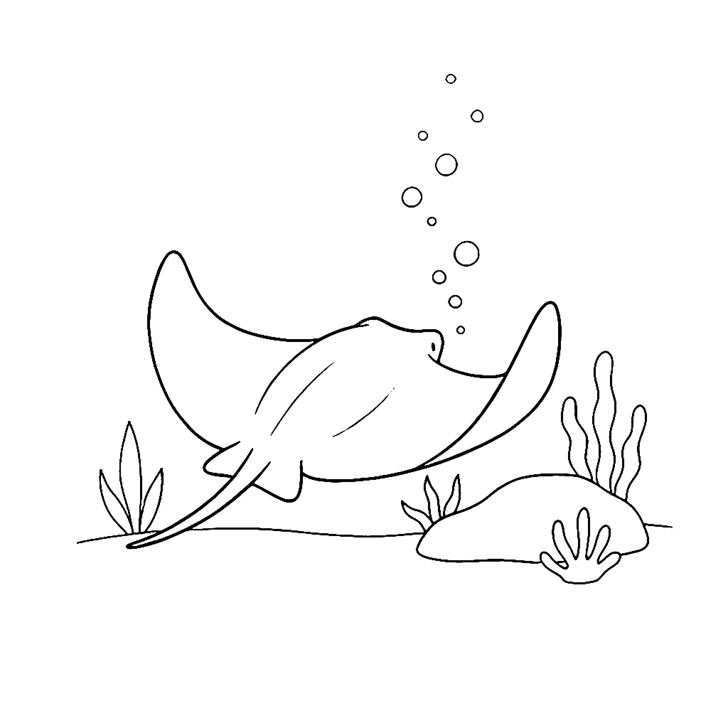 Stingray Sand Sweep coloring page outline