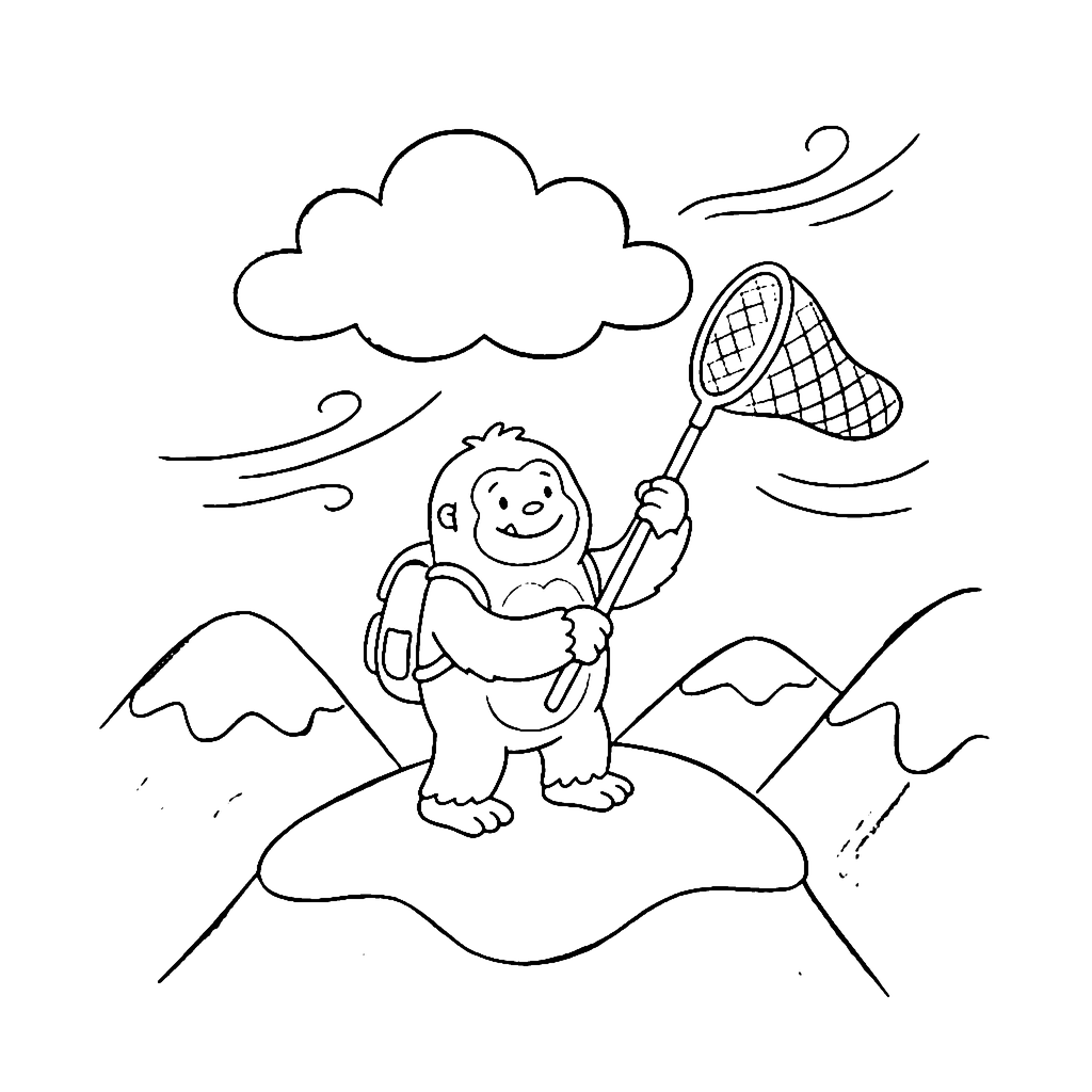 Yeti Cloud Catcher coloring page outline