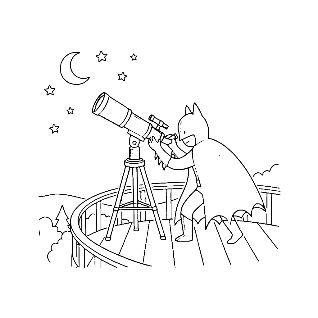 Bat Hero Observatory coloring page outline