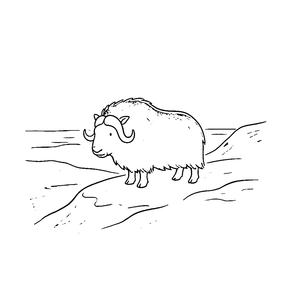 Musk Ox Ridge coloring page outline