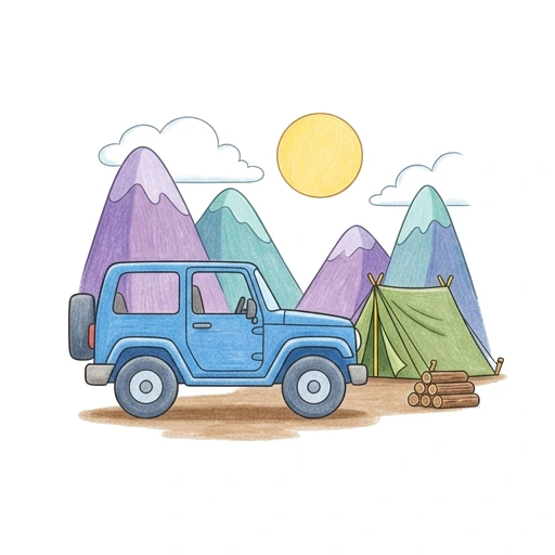 Jeep Mountain Camp, colored example