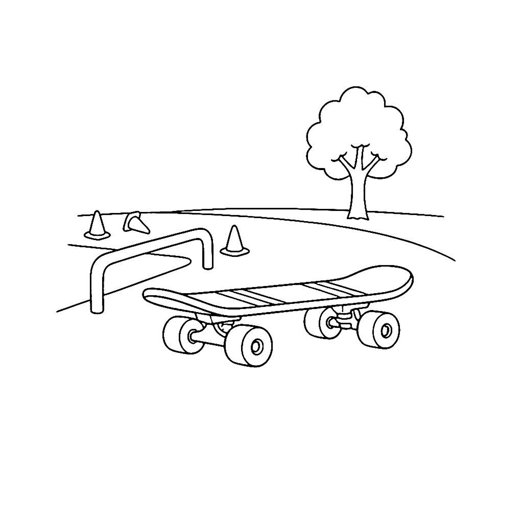 Skateboard Park Course coloring page outline