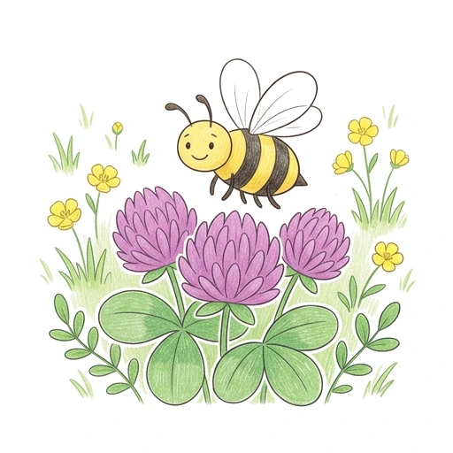 Honeybee Clover Visit, colored example