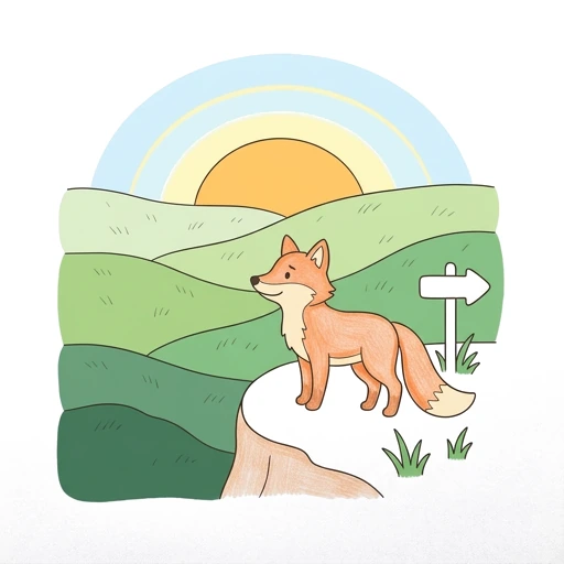 Fox coloring page: Fox Mountain Lookout, colored example