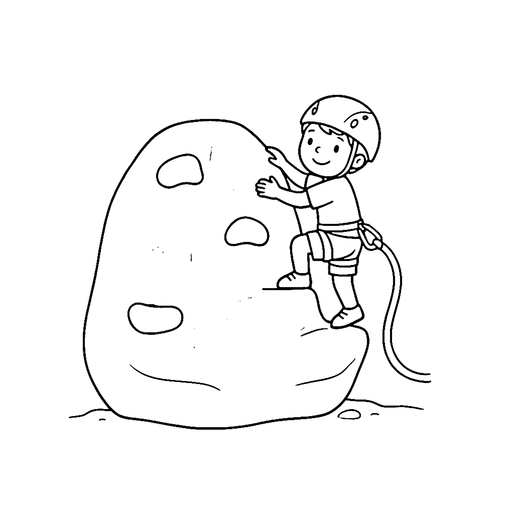 Rock Climbing coloring page: Low Boulder Climb, outline to print