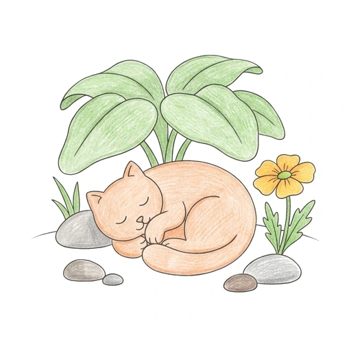 Cat Garden Nap, colored example
