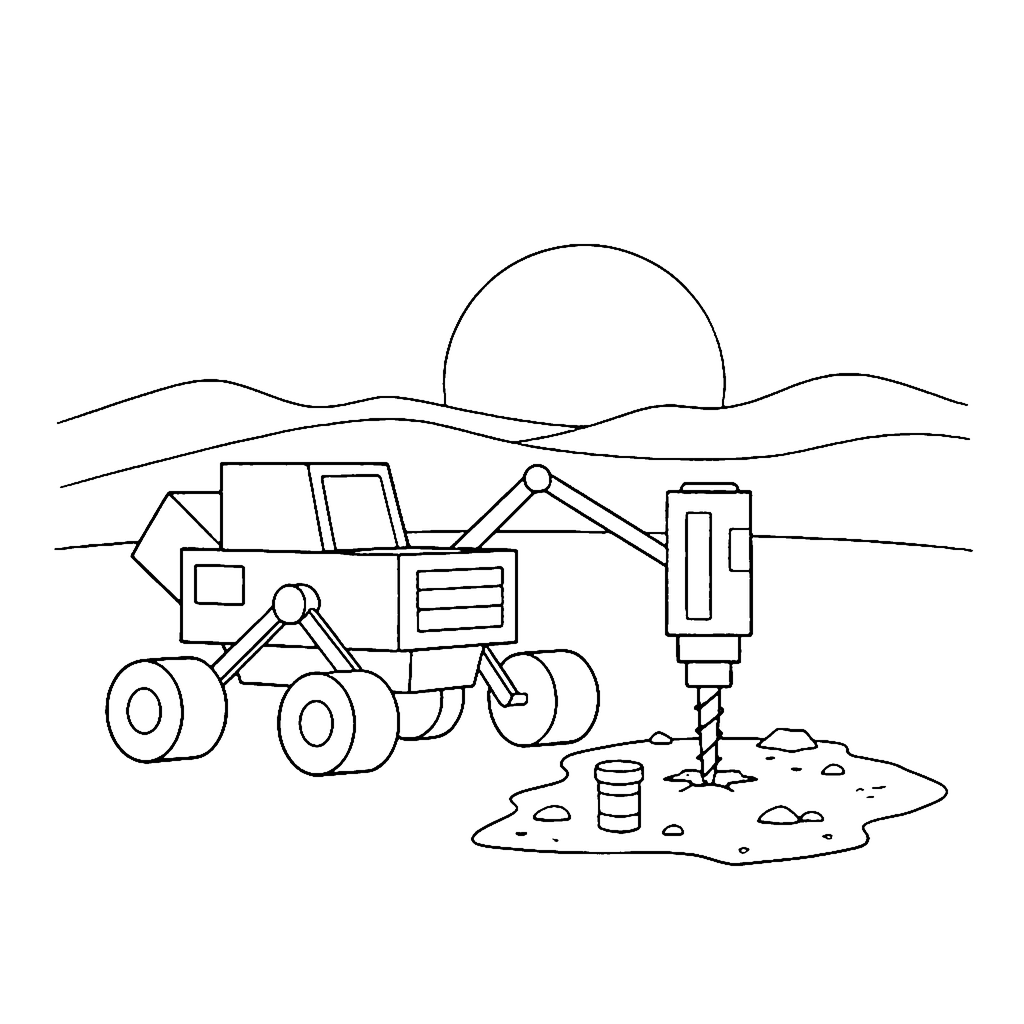 Mars Sample Drill coloring page outline