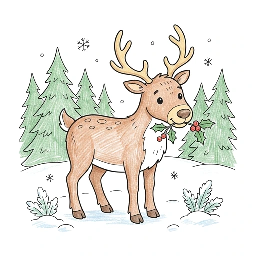 Reindeer Holly Snack, colored example