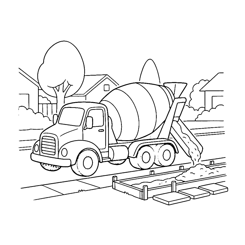 Mixer At Curb coloring page outline