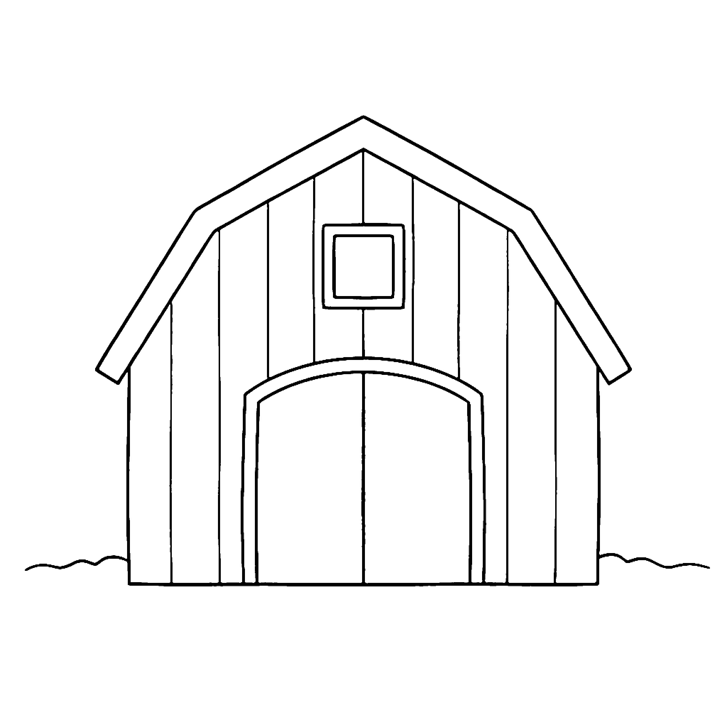 Barn coloring page: Simple Farm Barn, outline to print