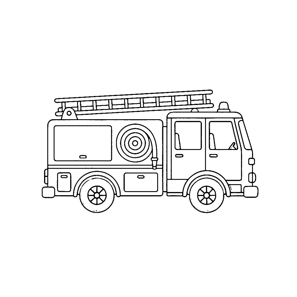 Red Fire Truck coloring page outline