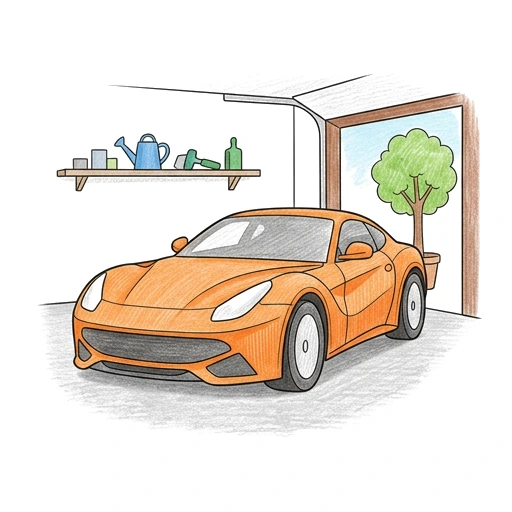 Orange Garage Display, colored example