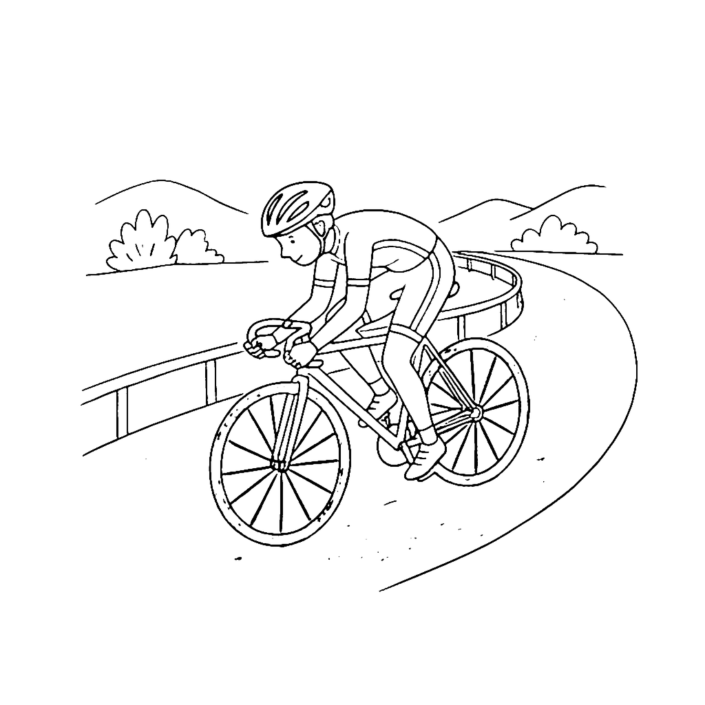 Cyclist Road Sprint coloring page outline