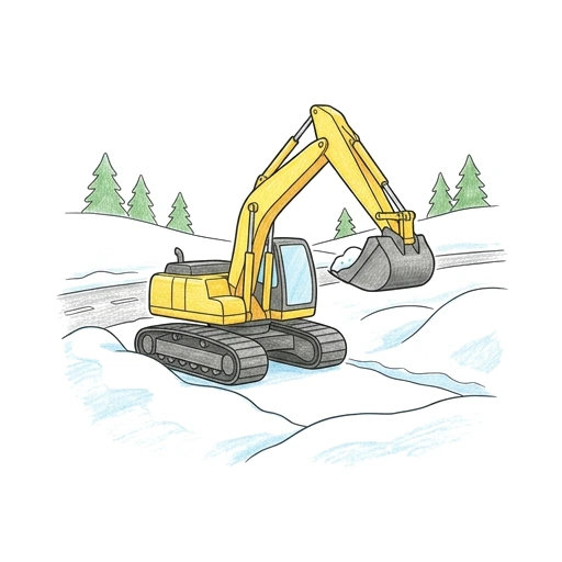 Excavator Snow Clearing, colored example