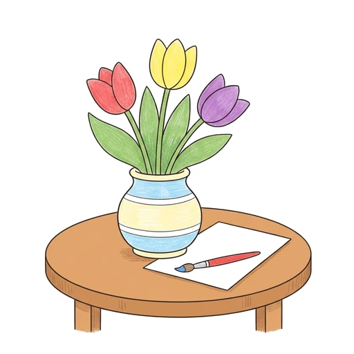 Painted Flower Still Life, colored example