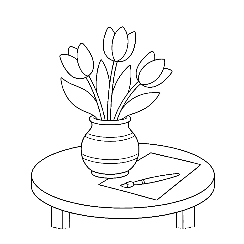 Painted Flower Still Life coloring page outline