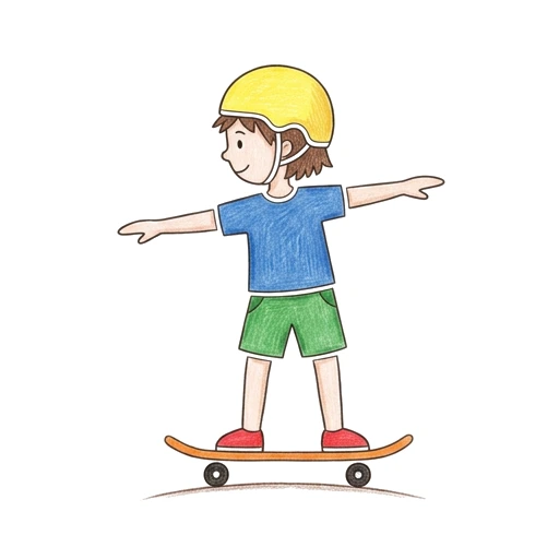 Skateboarder coloring page: Skateboarder Balancing, colored example