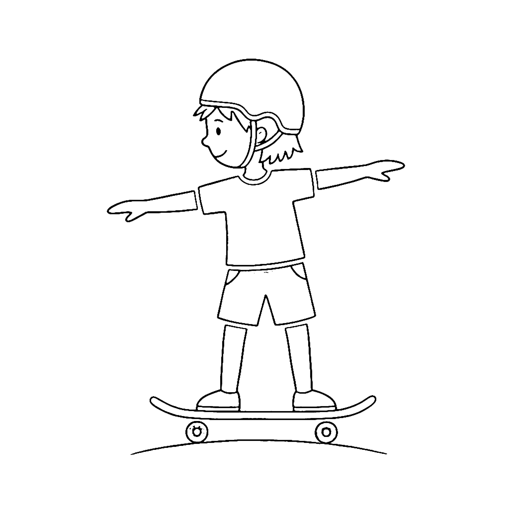 Skateboarder coloring page: Skateboarder Balancing, outline to print