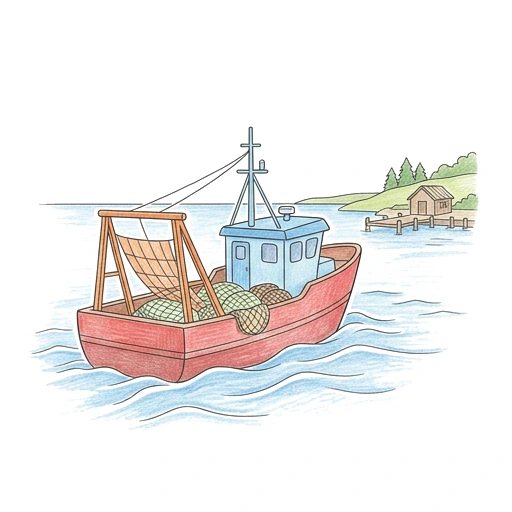 Fishing Trawler Return, colored example
