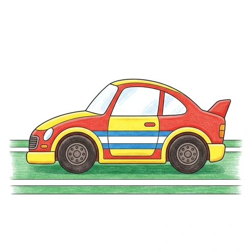 Racing Car coloring page: Racing Car Straightaway, colored example