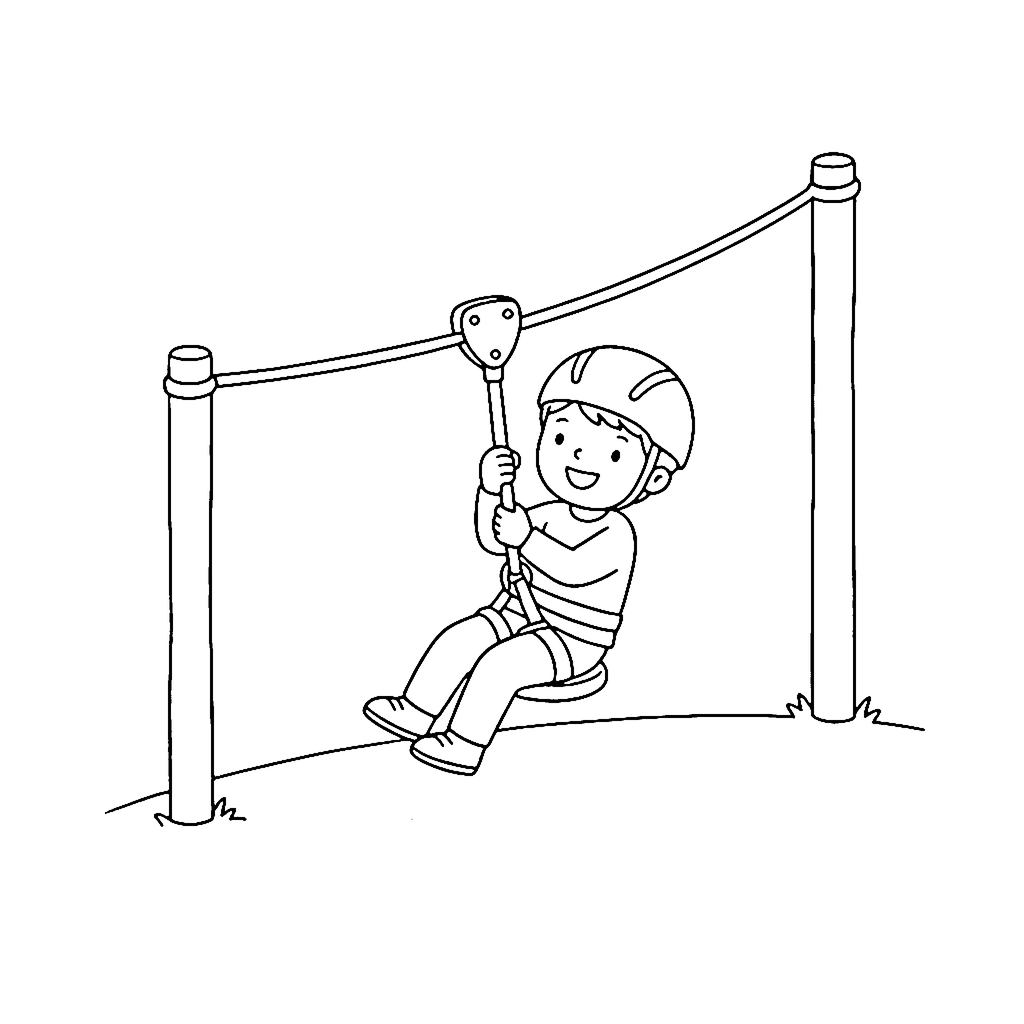 Zipline coloring page: Zipline Beginner Ride, outline to print