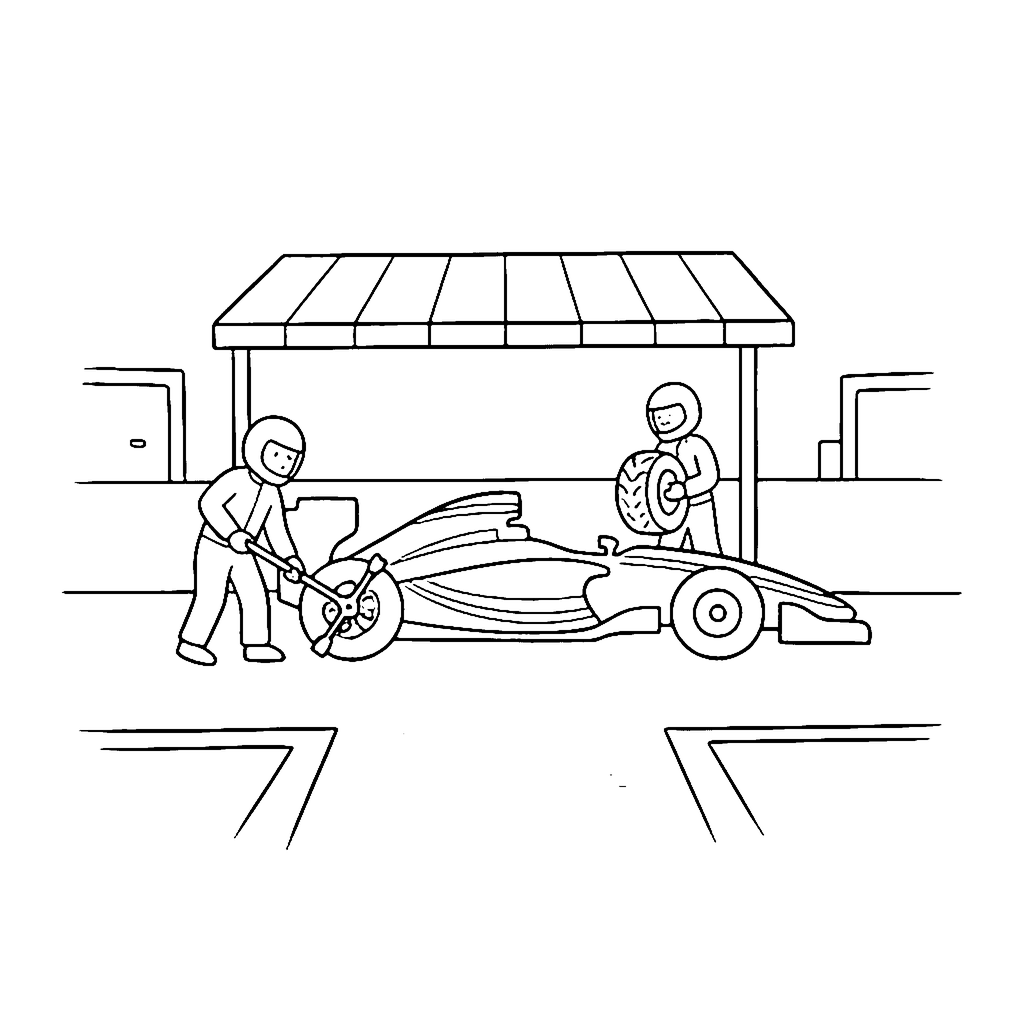 Pit Stop Service coloring page outline