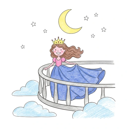 Princess Moonlit Balcony, colored example