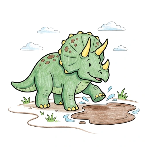 Triceratops Mud Puddle, colored example