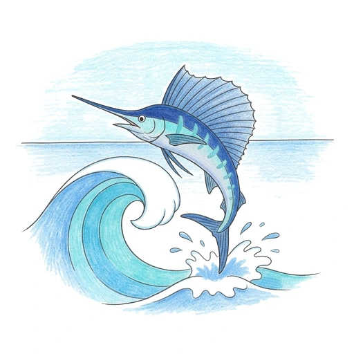 Sailfish coloring page: Sailfish Wave Dash, colored example