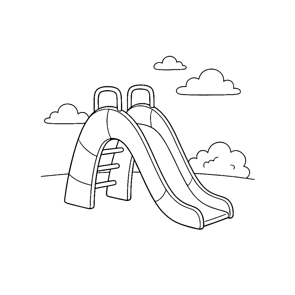 Curved Playground Slide coloring page outline