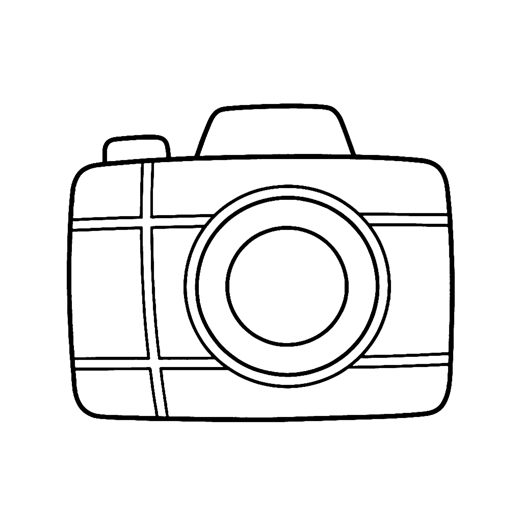 Camera coloring page: Simple Camera, outline to print