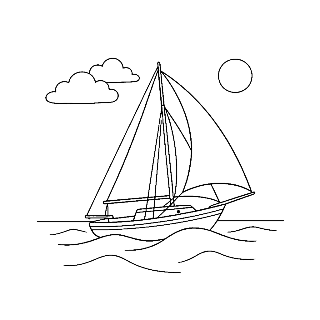 Sailing Ocean Breeze coloring page outline